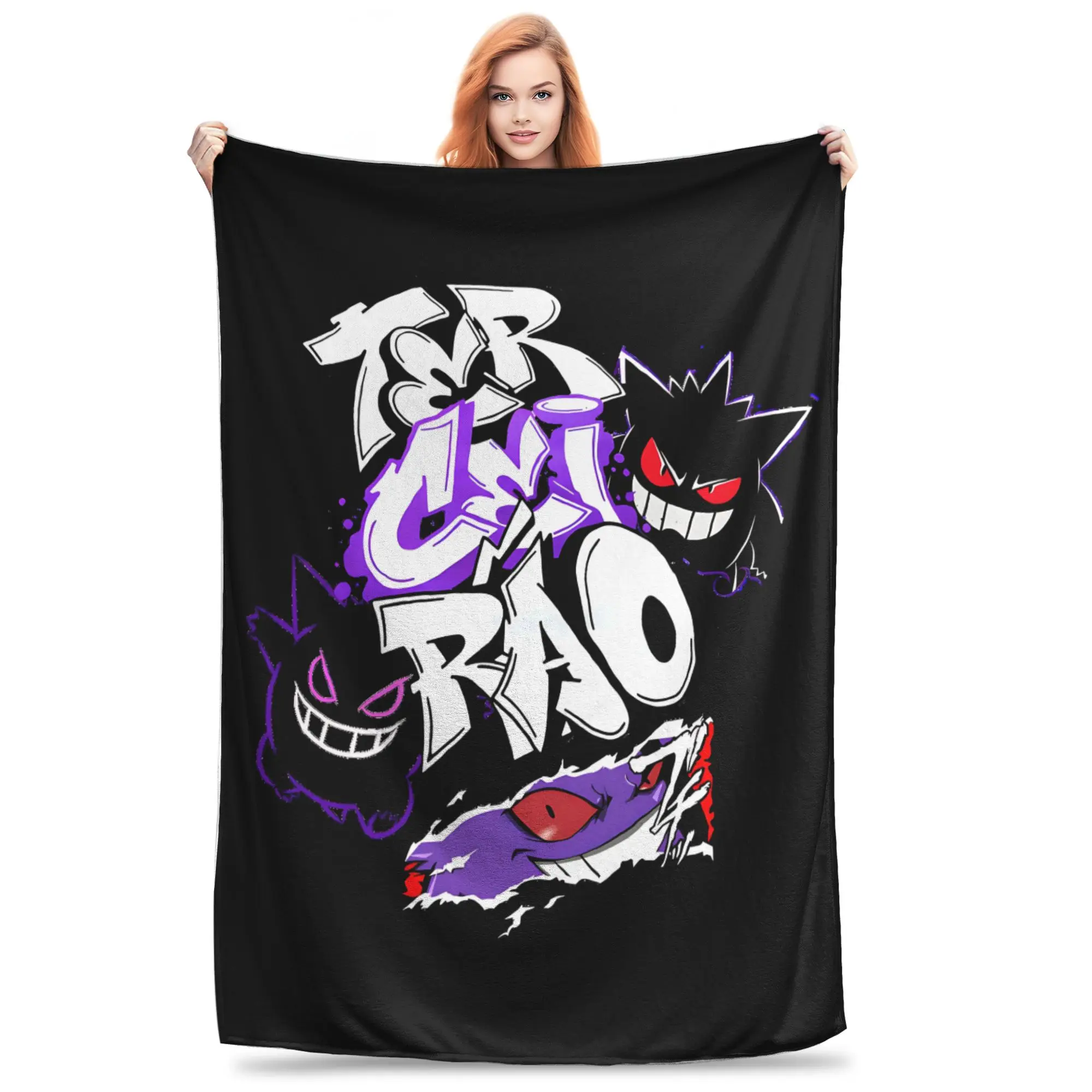 1PC Home Pokemons Blanket Throw Blanket Gengar Ghost Novelty Warm Blanket All Season Gift
