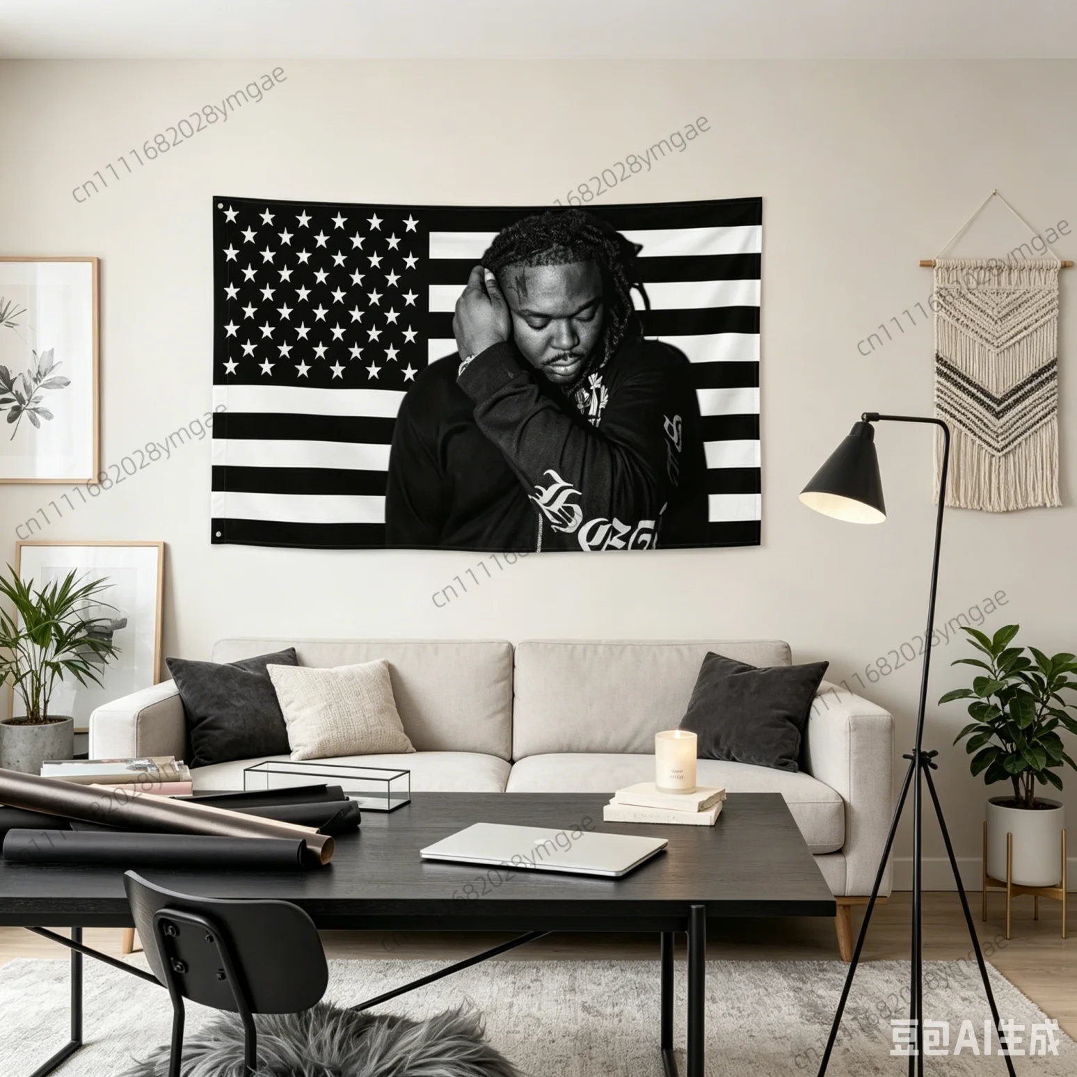 Aesthetic Hipster Tapestry Rapper L-L-LUCKI Pink USA Flags Wall Hanging Man Cave Dorm Bedroom Wall Cloth Background Party Banner