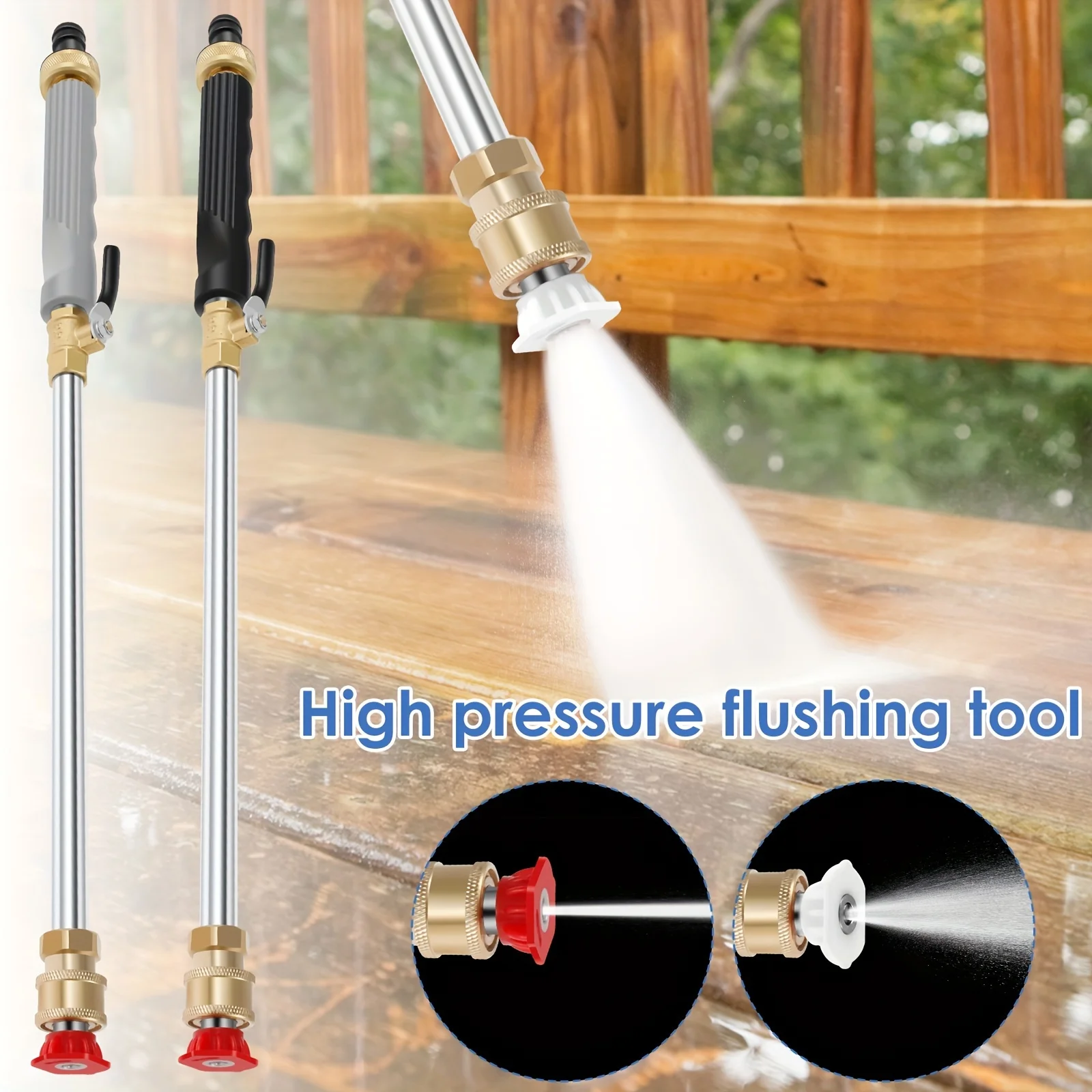 

Heavy Duty Multifunctional High Pressure Cleaning Rod With 2 Hose Nozzles Multi-Functional Watering Tool Nozzle Sprayer Washer