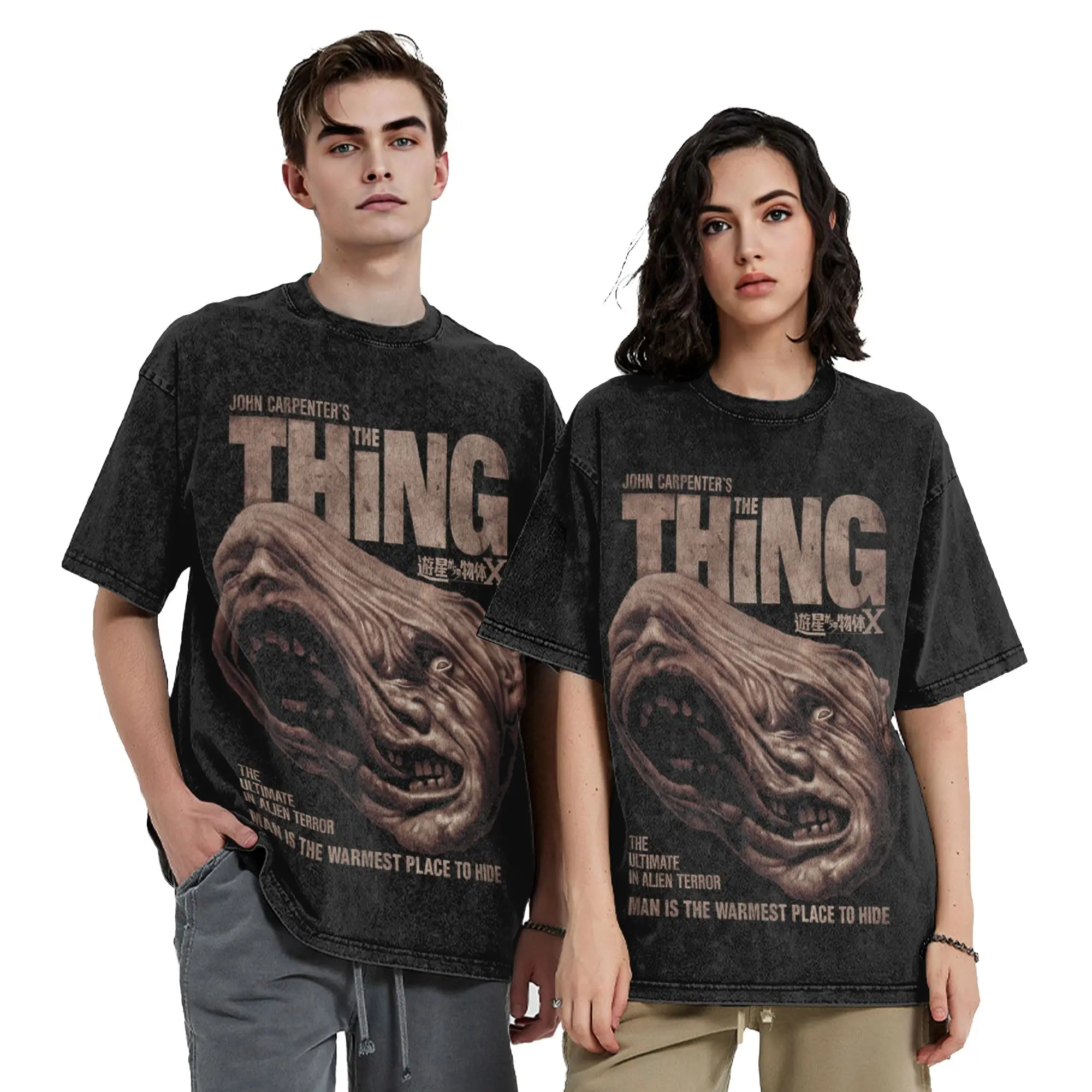 The Thing John Carpenter Horror Sci Fi T Shirt Hip Hop Washed Oversize T-Shirt  Vintage Men Women Tops Streetwear Tee Shirt