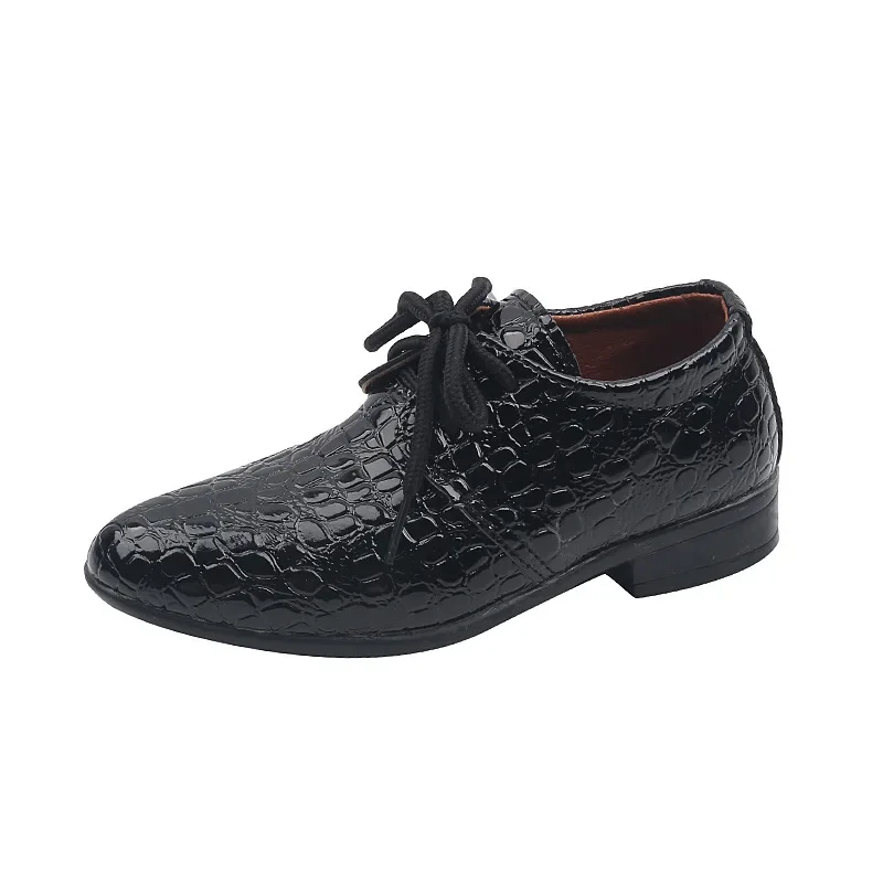 Boys Leather Shoes for Party Wedding Shows Catwalk Lace-up Classic Kids Fashion Casual Shoes Loafers Children Dress PU Low-heels