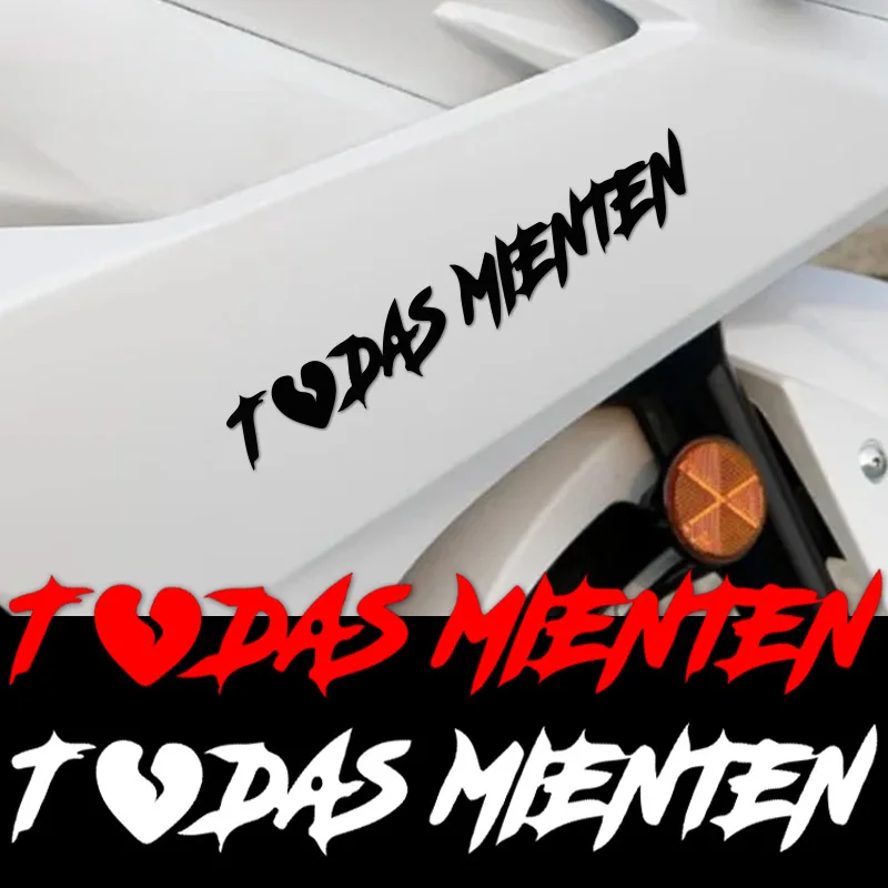 TODAS MIENTEN Heart Letter Graphic Sticker, pegatina de vinilo impermeable en negro, rojo y blanco, decoración para coche y motocicleta