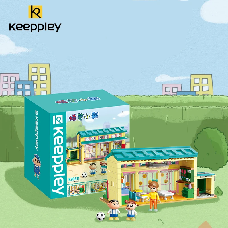 Original Keeppley Crayon Shin-chan Building Block Double Leaf Kindergarten Scene Anime Decoration Model Assembly Children's Toys