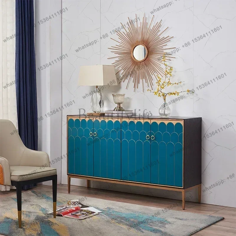 YJ  American Light Luxury Solid Wood Porch Shoe Cabinet Living Room Modern Home American Storage Decoration Sideboard Cabinet