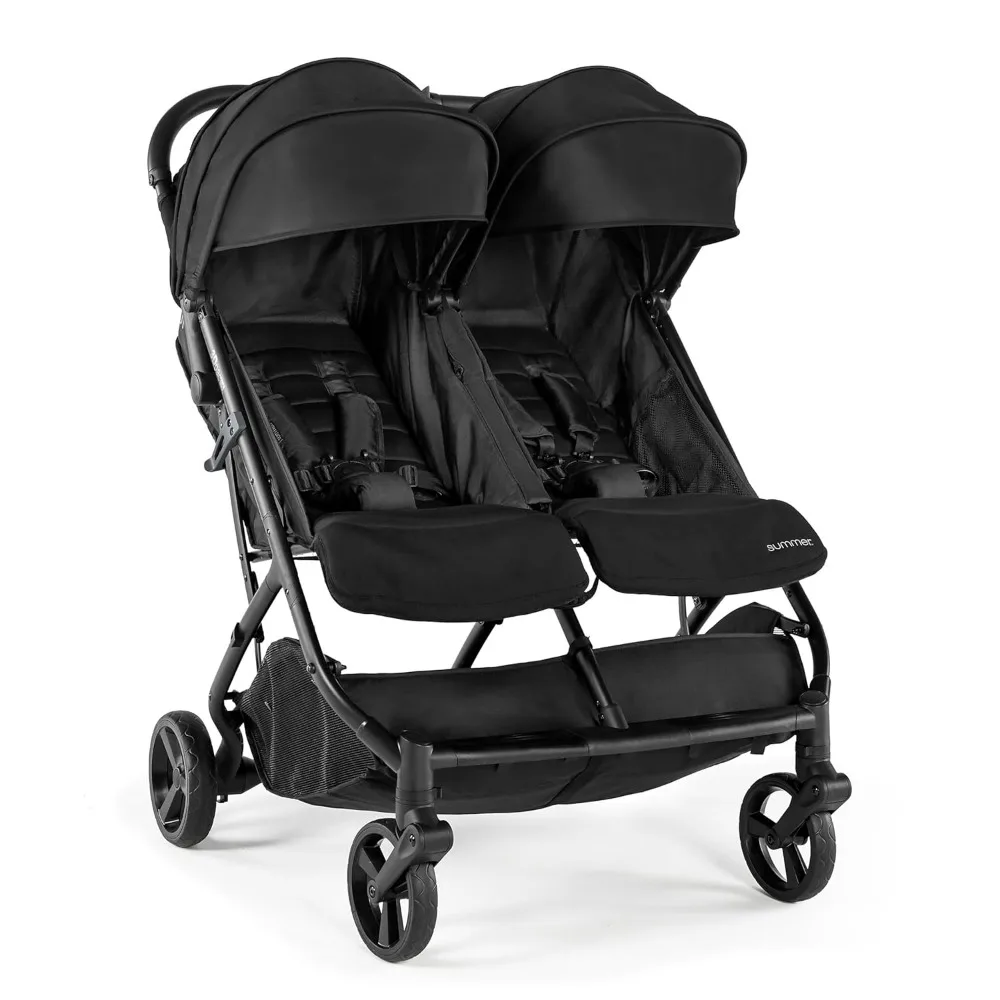 3Dpac CS+ Double Stroller–Car Seat Compatible Lightweight Stroller with One-Hand Fold,Reclining Seats,Two Extra-Large Canopies