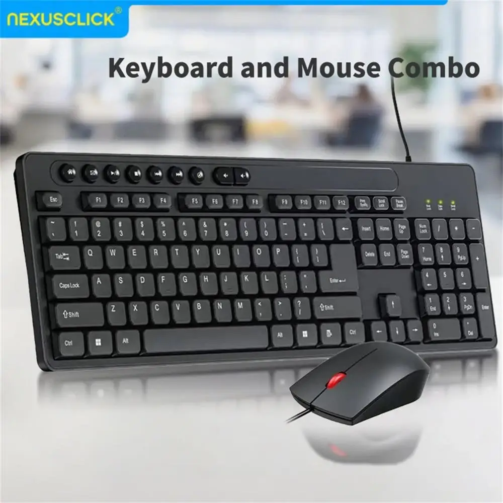NexusClick Silent Mechanical Keyboard & Mouse Combo,113 Keys Wired Classic Black/White Office Use Kit for Gamer PC Laptop typing