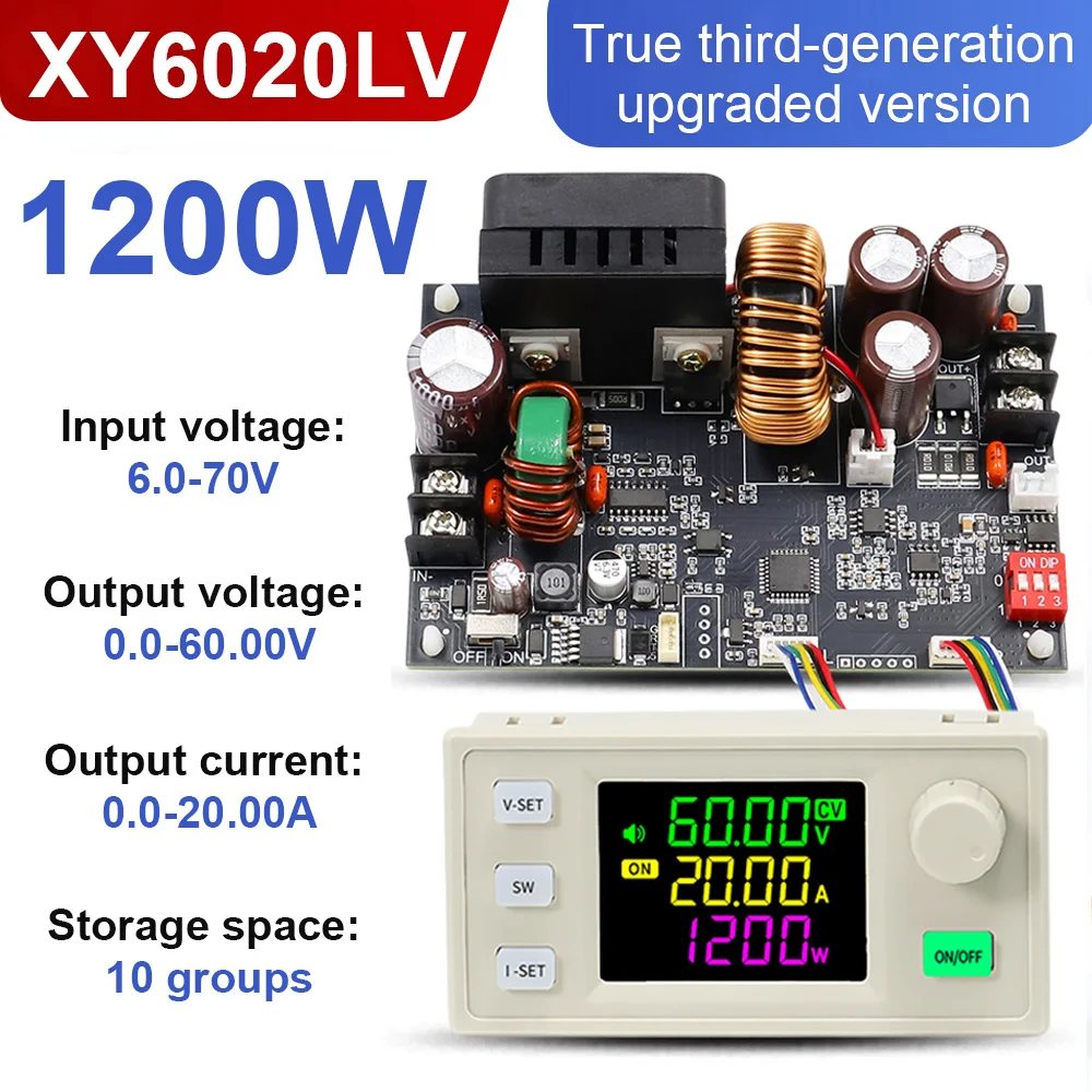 

XY6020LV CNC Adjustable DC Voltage Regulator Adjustable Step-Down Power Supply Constant Voltage Current Step-Down Module 1200W