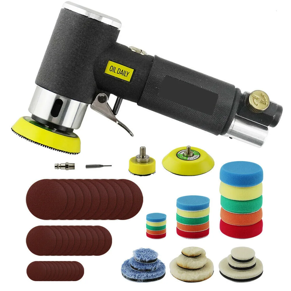 Levigatrice ad aria orbitale Mini pneumatica 1 "/2"/3 "Rettificatrice Set per lucidatura auto Utensile pneumatico per lucidatrice ad aria ad alta velocità