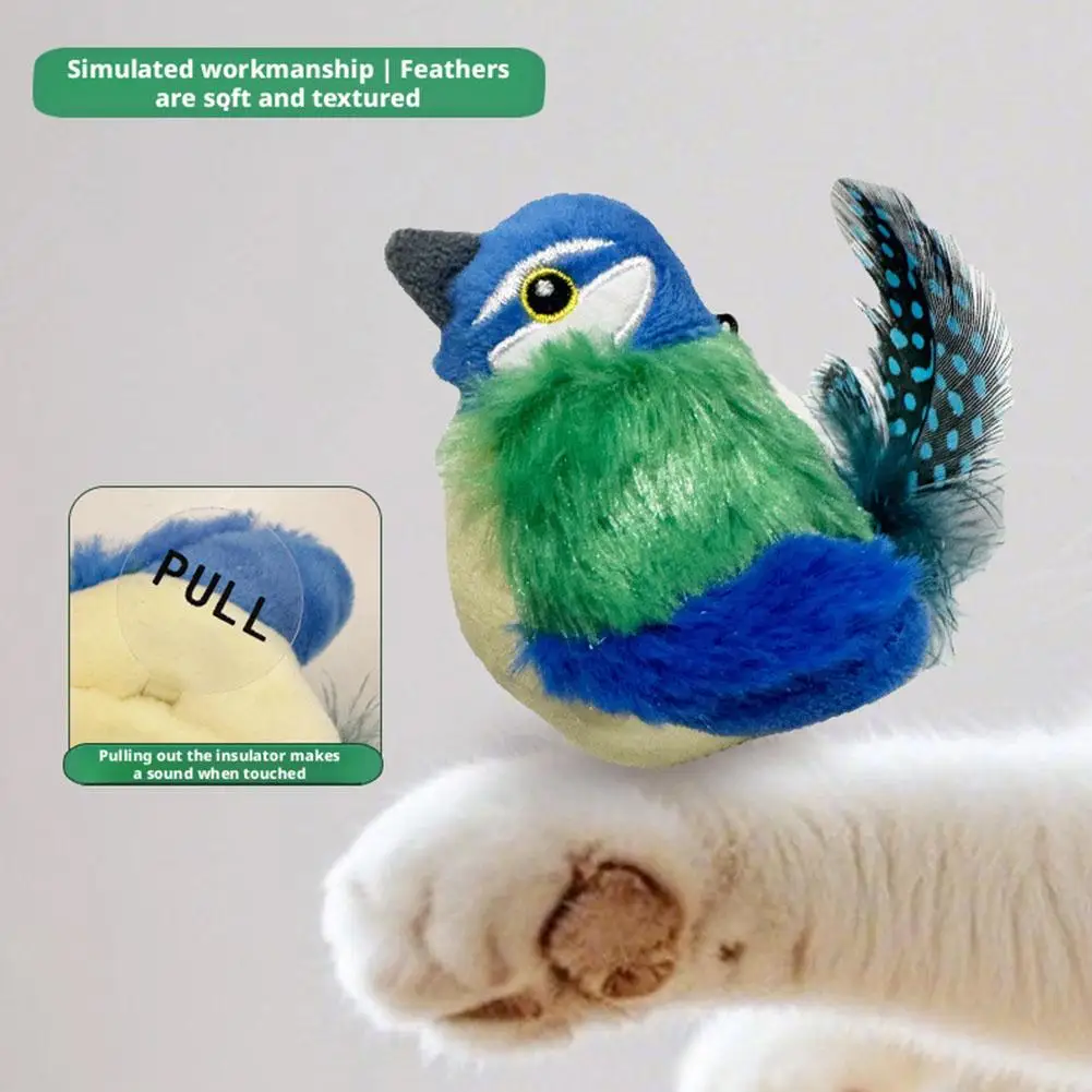 Simulado pássaro gato brinquedo interativo brinquedos cão chirping batendo pássaro gato pena brinquedos com sons brinquedos de som