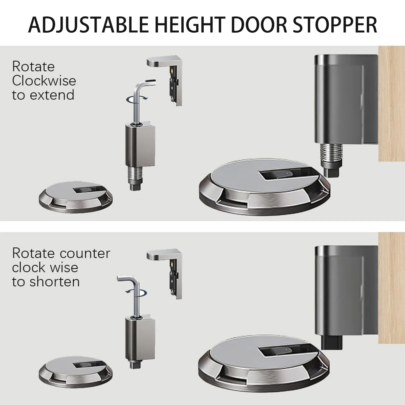 Punch-Free Magnetic Door Stopper with Durable Material Heavy Duty Adjustable Door Stop Suitable for Various Surfaces Tile Lamina