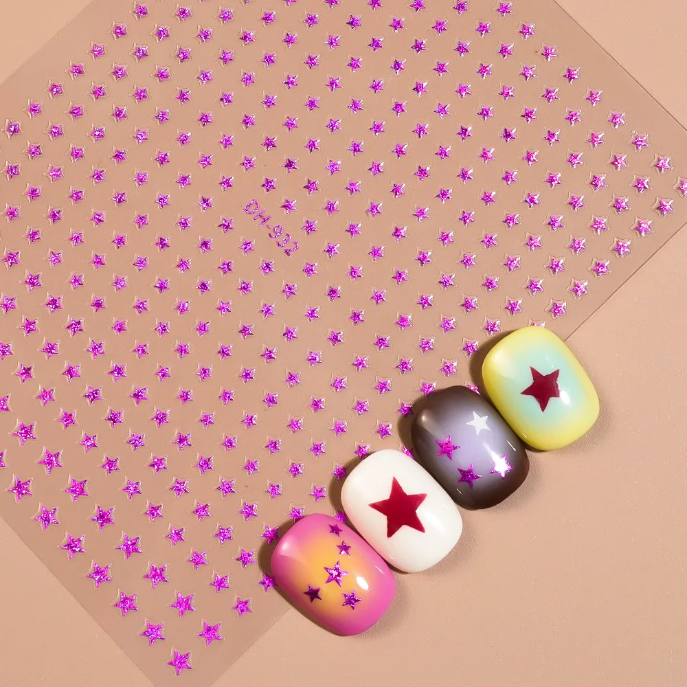 1/5 Uds. Pegatinas de estrellas para uñas, pegatinas de pentagrama dorado y morado para decoración de uñas DIY, calcomanías autoadhesivas para manicura