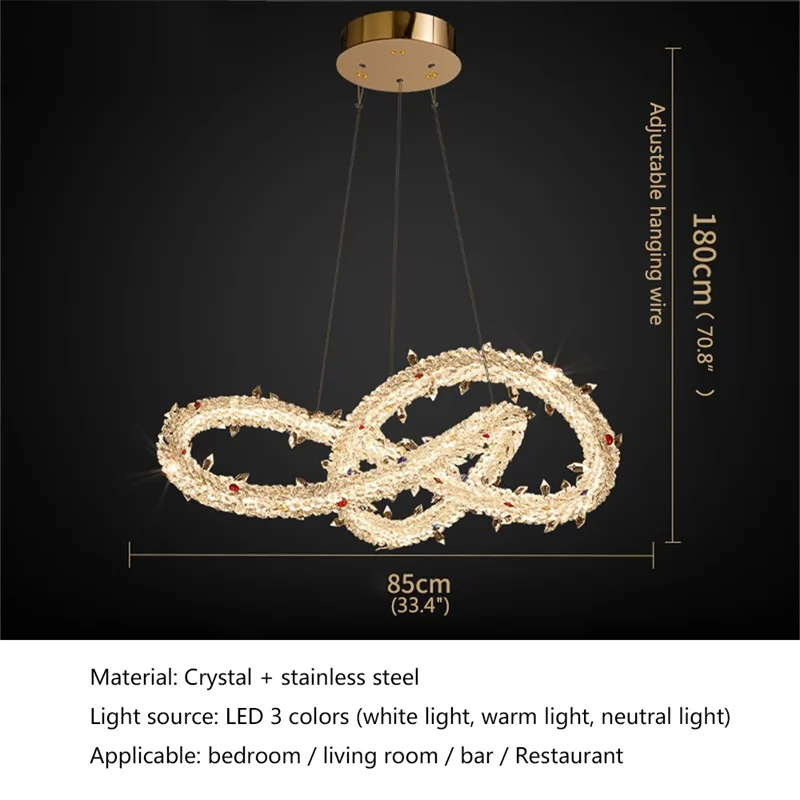 TYLA Luminária pendente moderna criativa dourada lustre de luxo LED luminárias de cristal para sala de estar e quarto