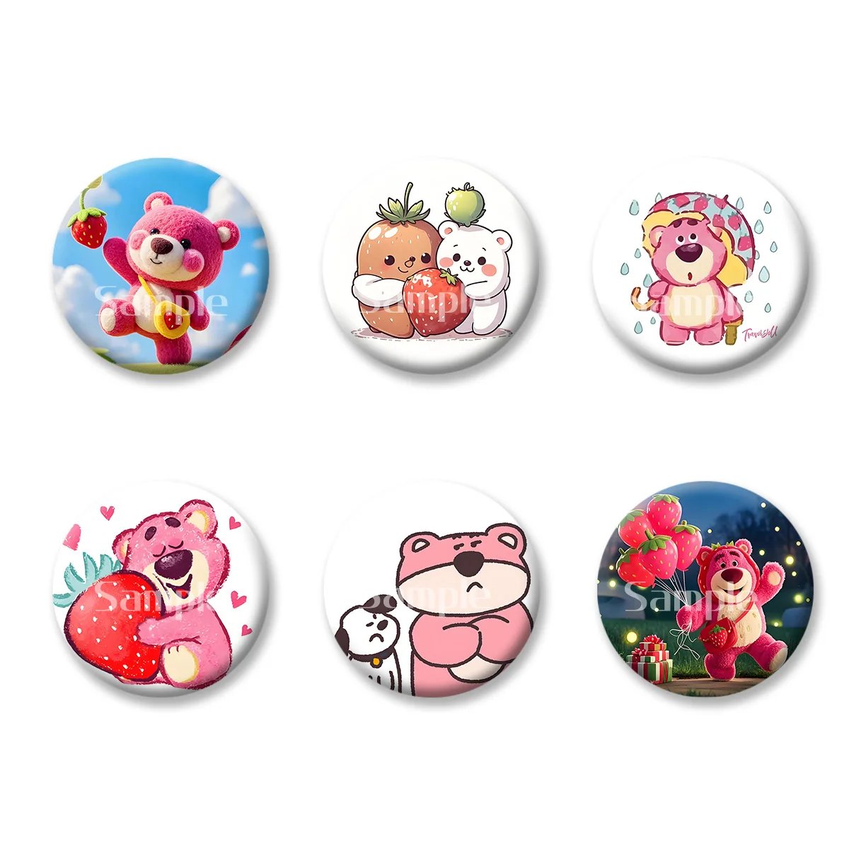 

Toy Story Lotso Cute Bear Flash Badge Keychains Makeup Mirror Fridge Magnet ACG Goods Anime Cartoon Peripherals Birthday Gift