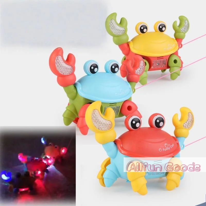 1Pcs Walking Moving Toys For Kids Crawling Crab Toy Electric Little Crab Toys With Sound And Light Interactive Music Gifts