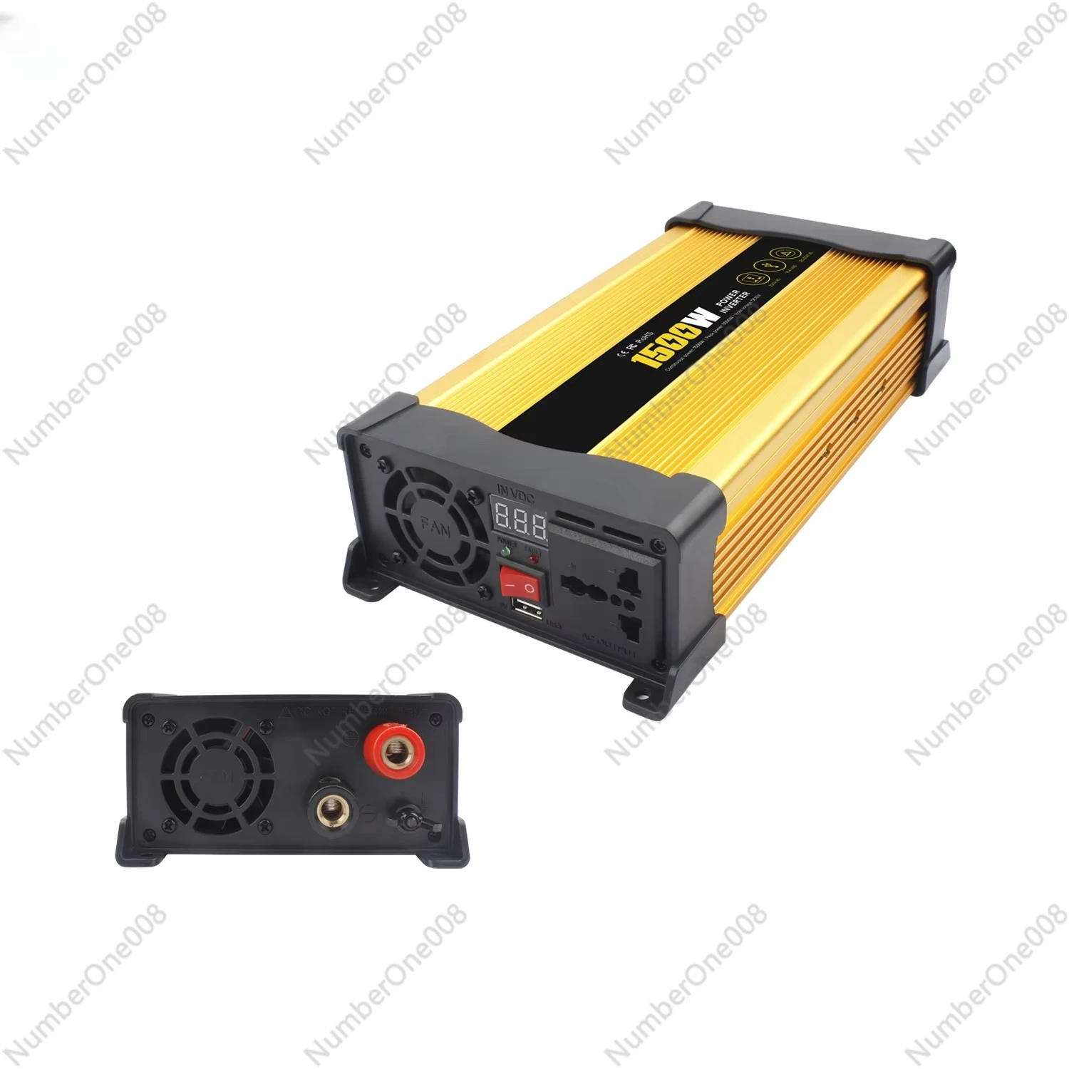 BYGD 1500W Power Inverter 12V to 220V AC, Modified Sine Wave Dual Output, CE Certified Car Converter with Overload Protection