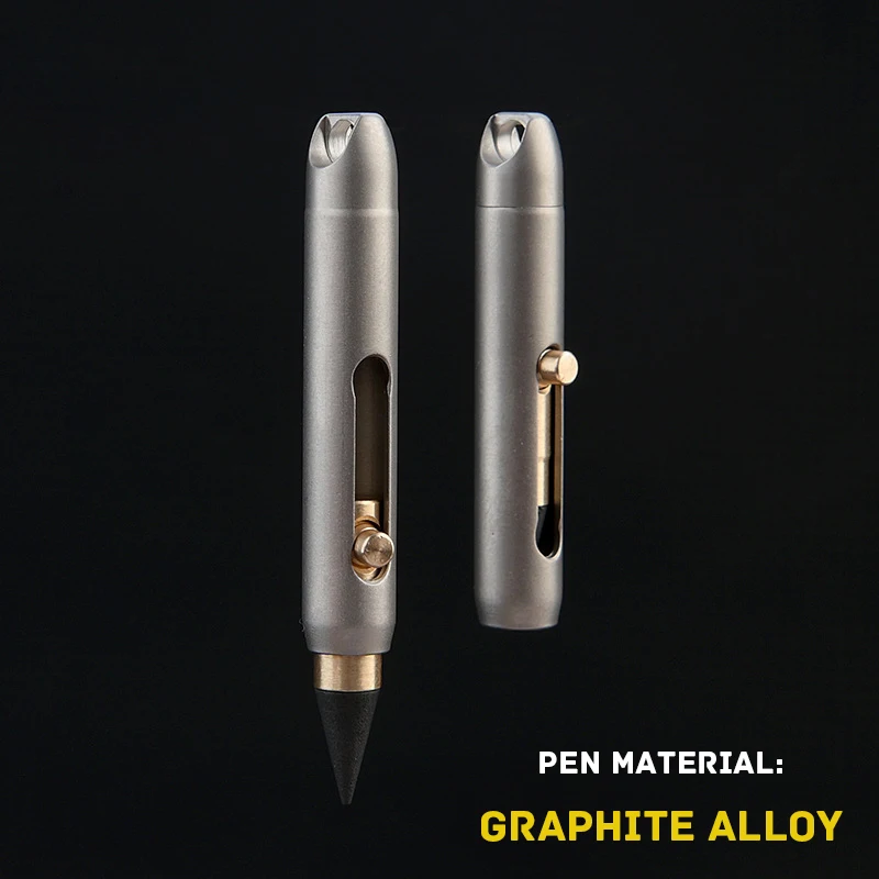 Graphite Alloy Eternal Pen Mini Titanium Alloy Non-sharpening Erasable Pencil Portable Key Pendant Pocket Pen Emergency Writing