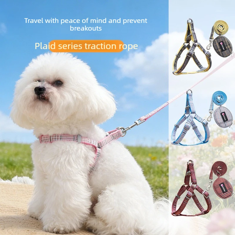 Pet Dog Chest and Back Traction Rope Y-shaped Chest Strap Vest Style Dog Walking Rope Teddy Bear Shiba Inu Vest Dog Rope Set