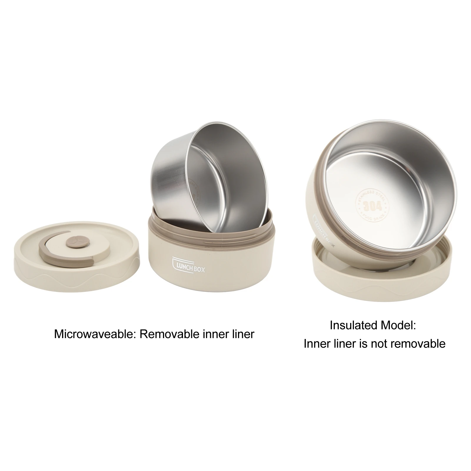 440ml Stainless Steel Thermal Cooking Pot Double Layer Round Lunch Container Portable Lunch Box for Work School Outdoor