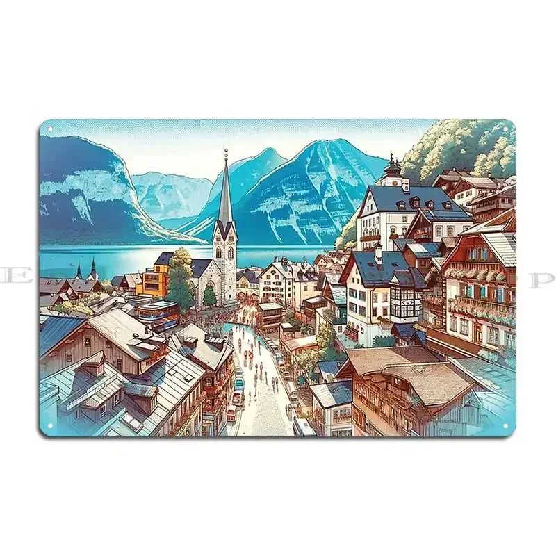 Splendor Of Hallstatt, panneaux métalliques, affiches murales, affiches de cinéma, affiches de club, affiches en étain