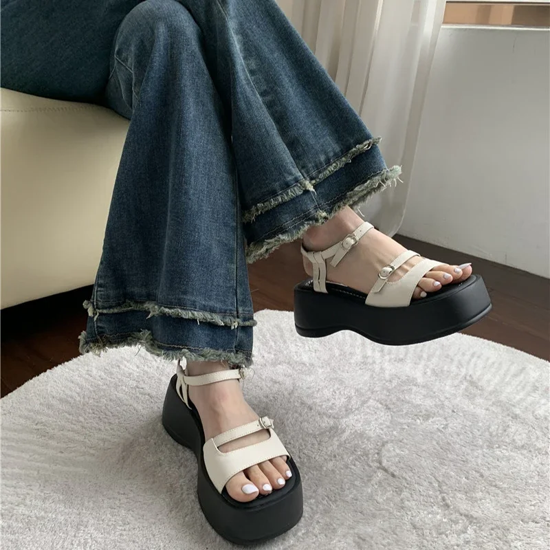 2024 Summer Gladiator Platform Women Sandals Fashion Elegant Open Toe Shoes Ladies Outdoor Dress Platform Flats Sandalias