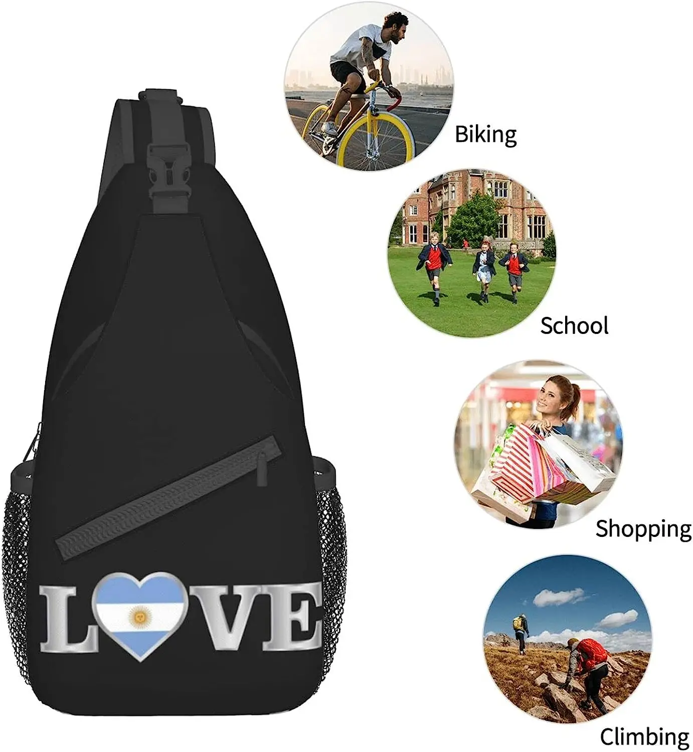 Argentinien Schulter tasche Argentinien Flagge Cross body Brust Daypack Casual Rucksack Argentinien Umhängetasche One Size Kawaii Rucksack