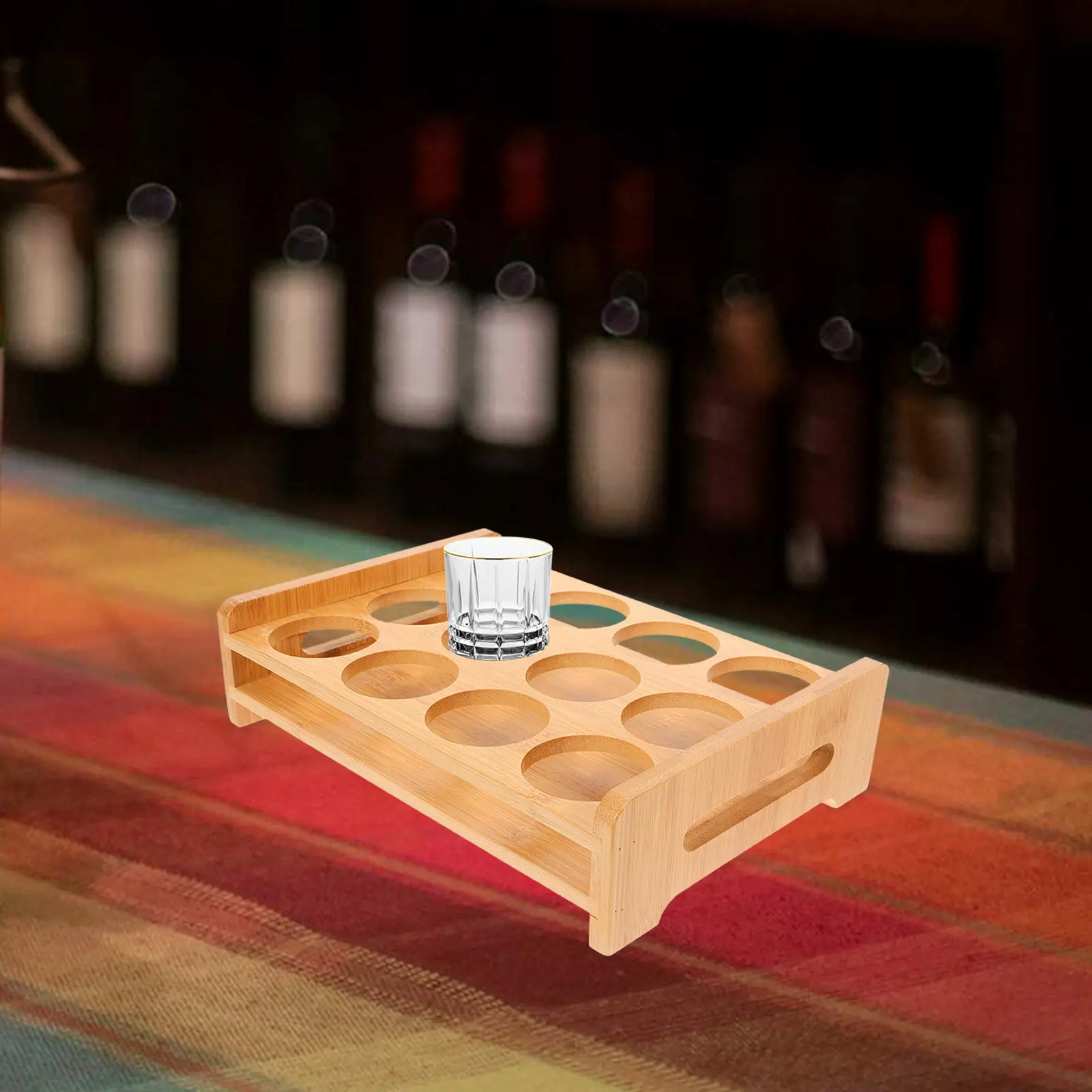 Bamboo Shot Glasses Holder Display Stand Versatile 12-Slot Rack for Whiskey Wine Beer Glasses Shot Glass Organizer Party Bar - view 2