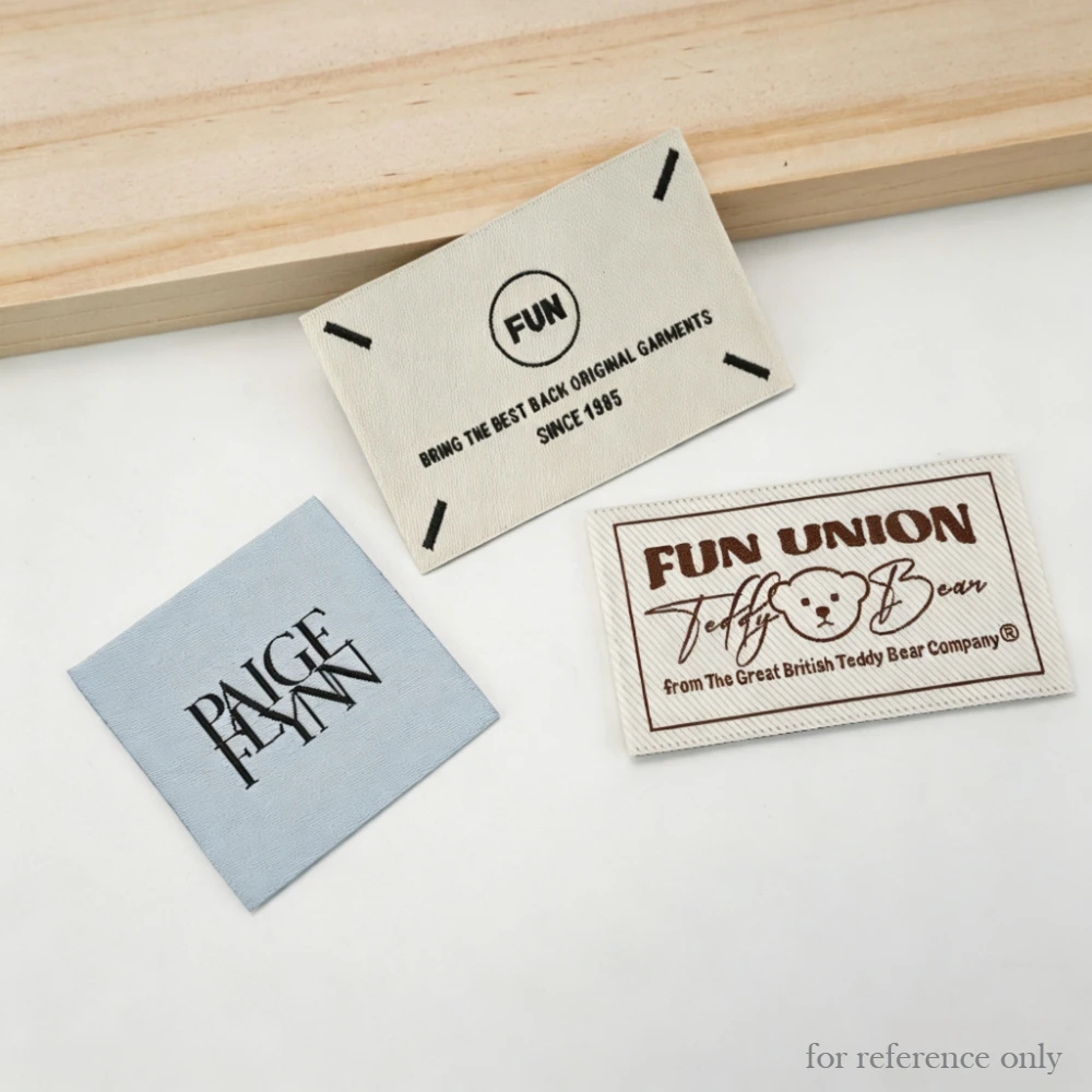 Custom High Density Damask Woven Labels, Premium Sew-on Clothing Tags for Jeans T-Shirts Garment Accessories Branding view 2