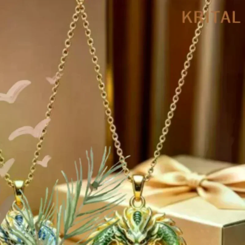 Chinese Mythology Nine Tailed Fox Enamel Pendant Necklace For Women Trendy Exquisite Daily Wear Jewelry Gifts 1PC