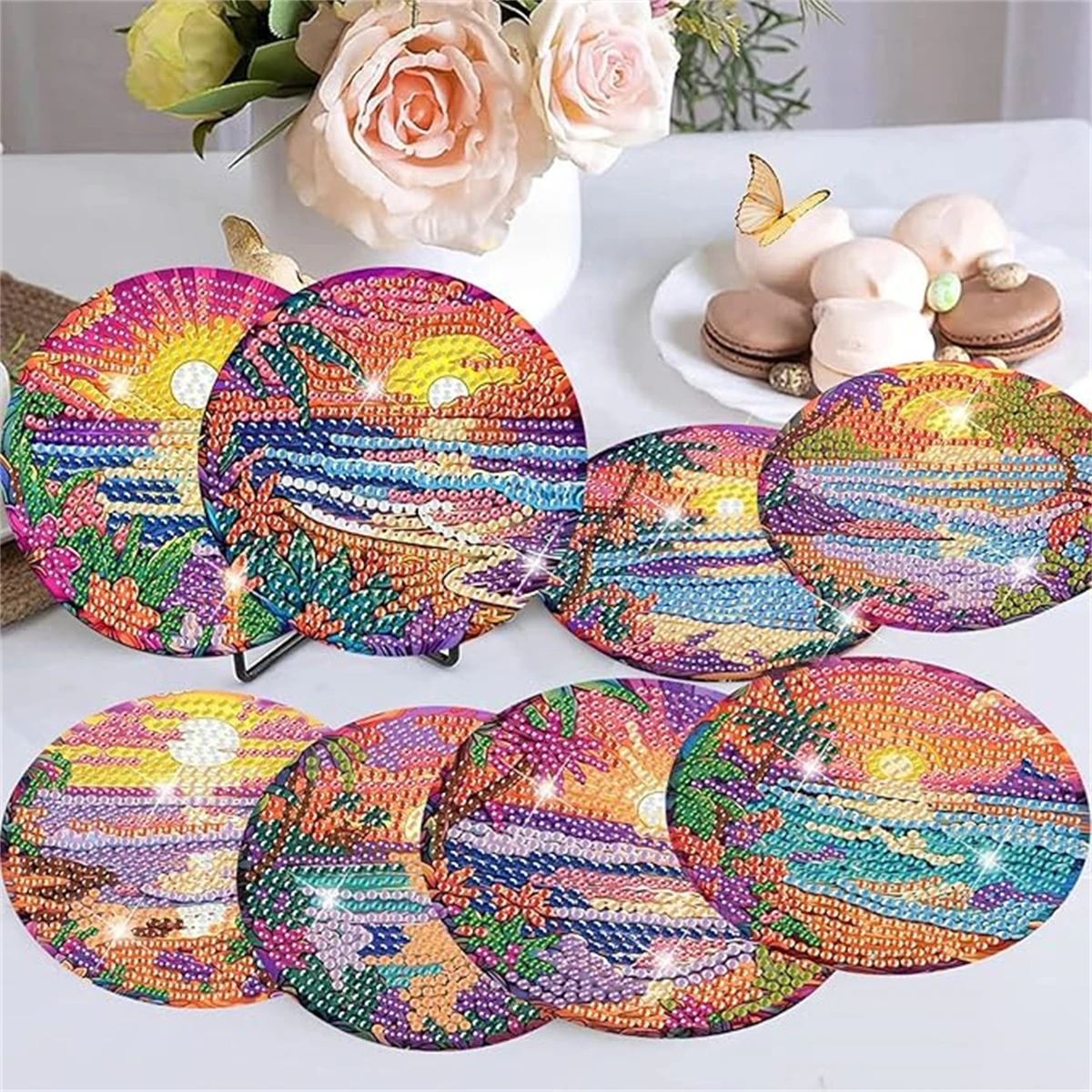 8 Buah/Set Set Tatakan Gelas B - Resin Art Coasters ulasan dan harga