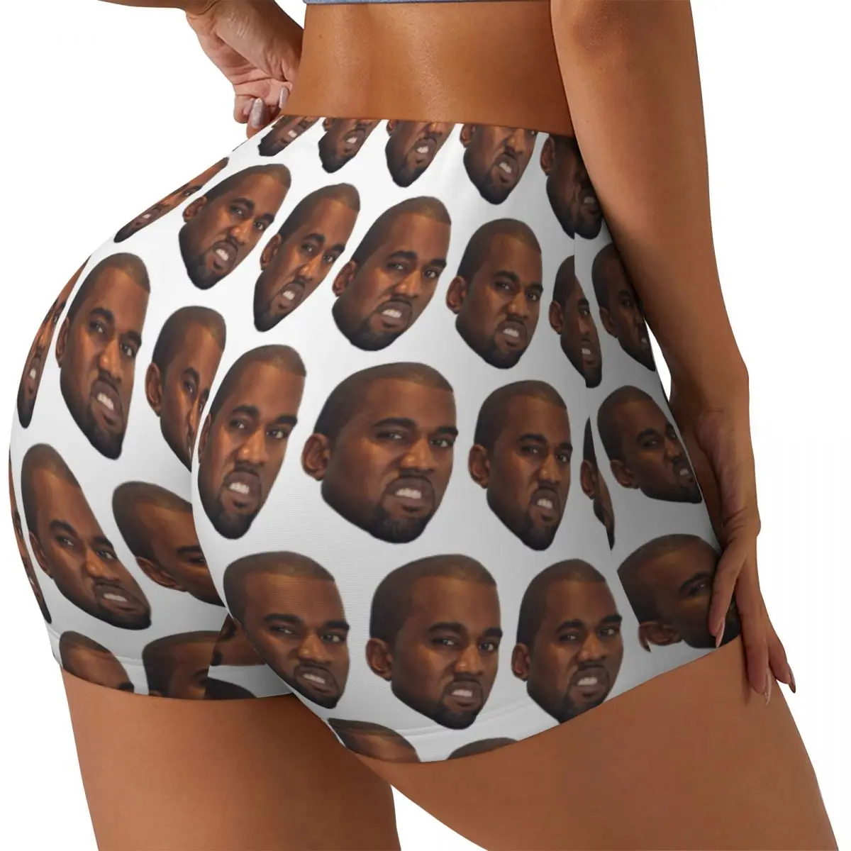 Custom Funny Kanye West Meme Gym Running Volleyball Shorts Women Rapper Music Producer Workout Yoga Shorts
