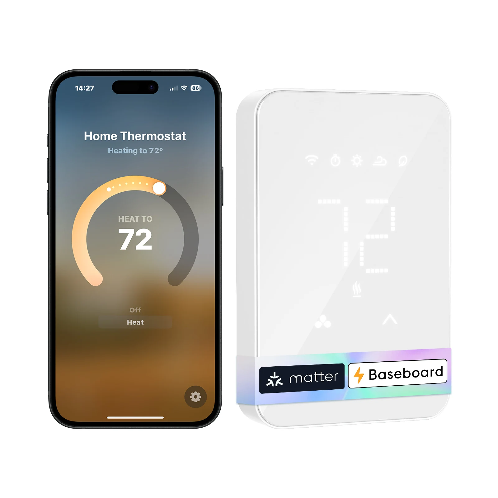 Meross Smart Wi-Fi Thermostat MTS215 US for Electric Baseboard Heater Energy Monitor Supported Work with Matter