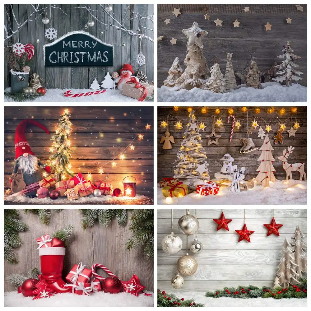 

Christmas Wood Photography Wallpaper Backdrop Wooden Board Gifts Photo Studio Background Light Home Decoration Shooting Supplies