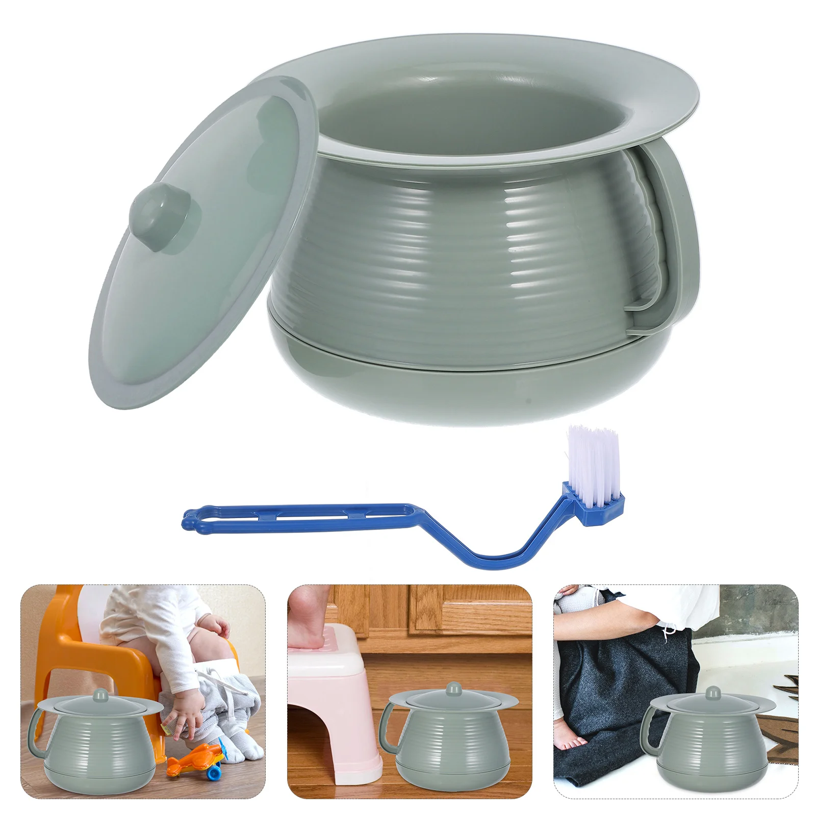 

1Set Portable Plastic Spittoon Chamber Pot Stable Base Lightweight Urinal Pot for Elderly Camping Bedroom Use Plastic Spittoon