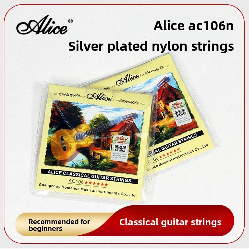 Conjunto de cordas para guitarra clássica Alice Ac106 N, 1 a 6 cordas, conjunto completo de cordas de nylon para guitarra clássica, guitarra Telecaster