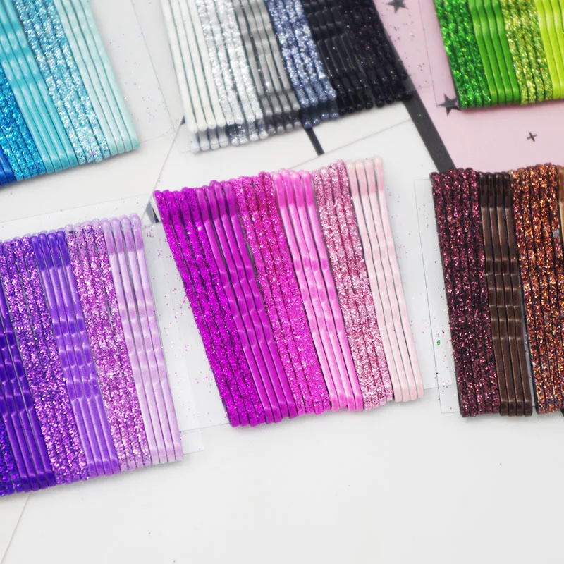 

Glitter Bobby Pins 24 Pcs Korean Wave Design Metal Hair Pins for Women Girls Flyaways Stray Hair Cute Hair Accessories