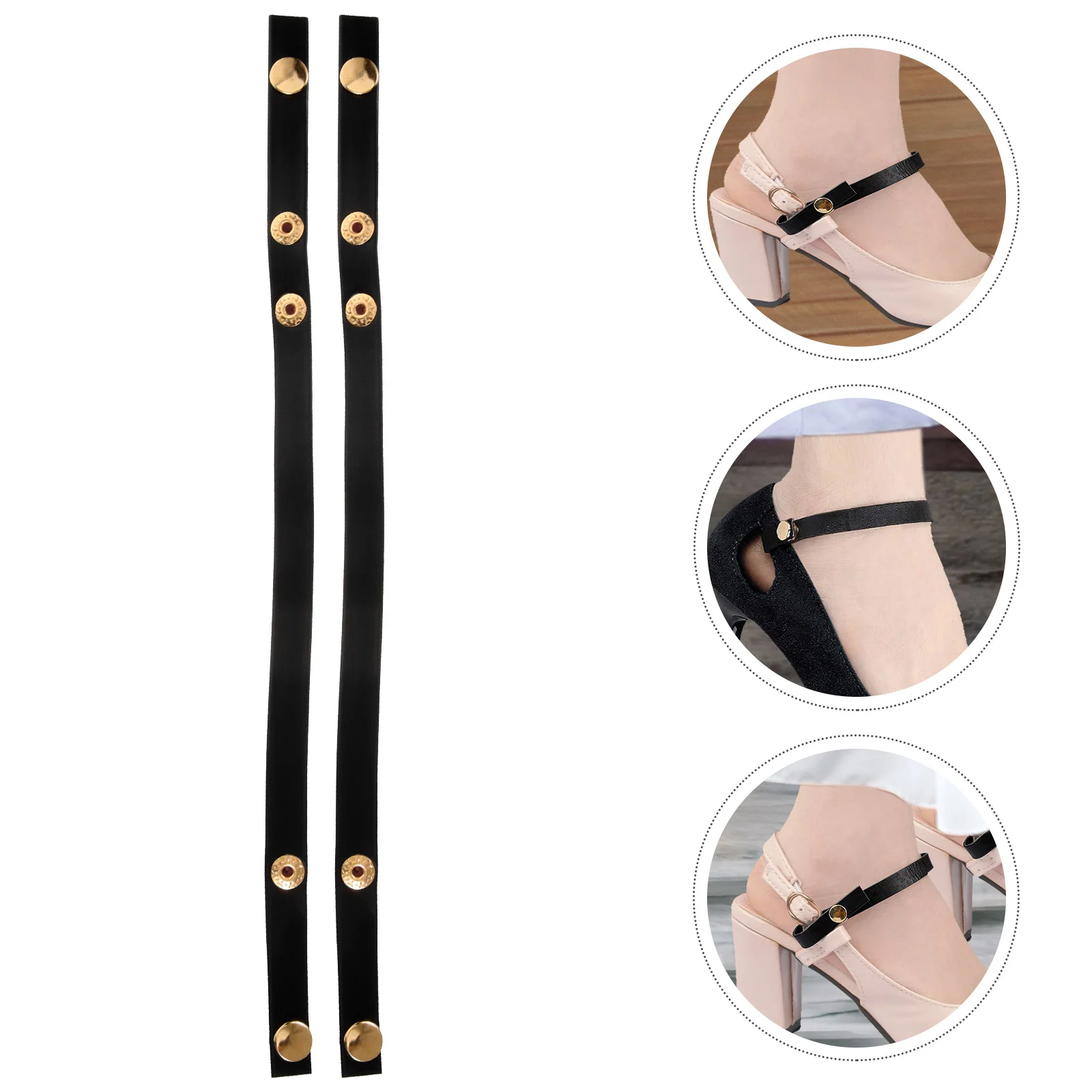 

Adjustable High Heel Snap Laces Women's Shoe Button Strap Straps for Imitation Metal Pu