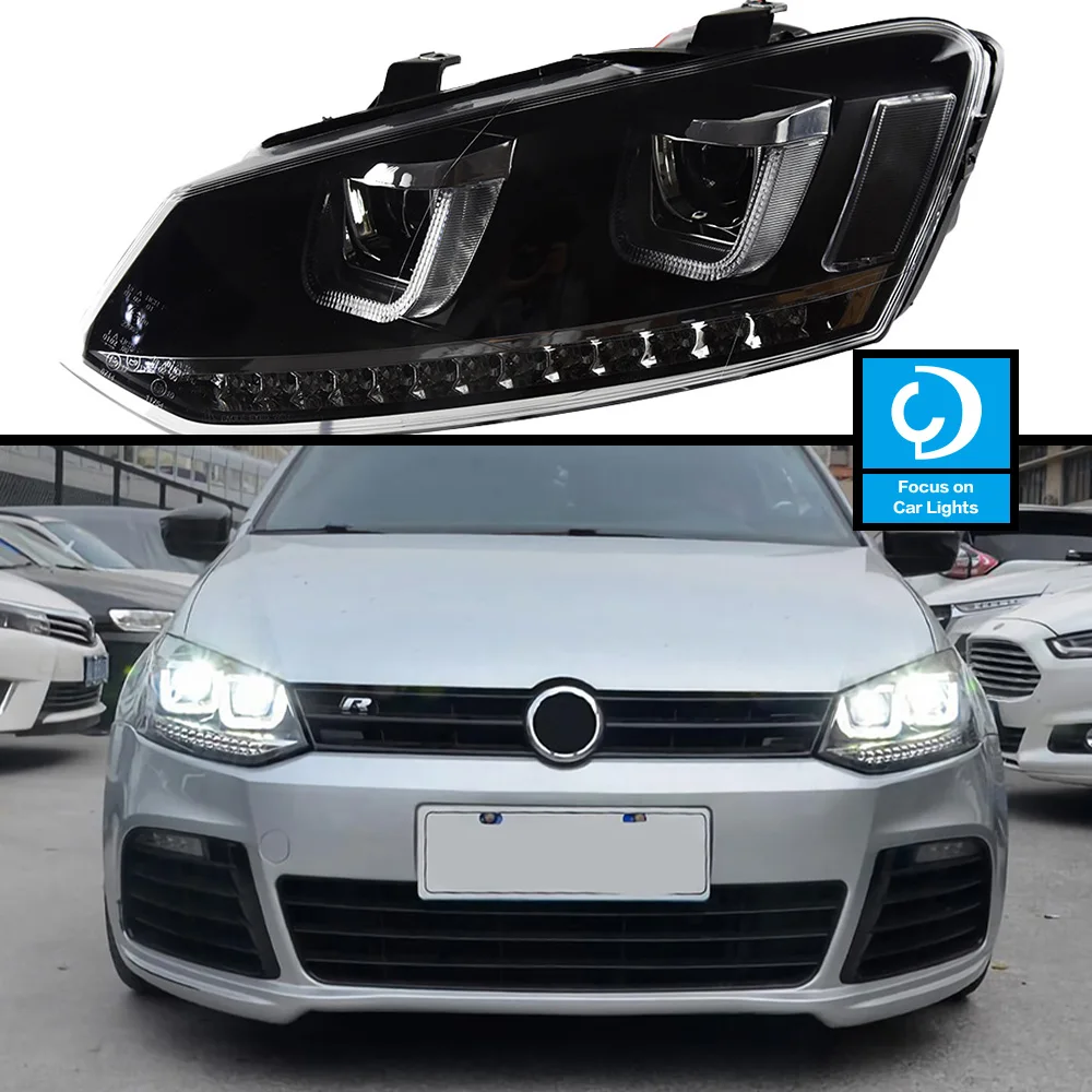 Car Front Headlight For VW POLO 2011-2018 GTI Type HeadLamp Styling Dynamic Turn Signal Lens Automotive Accessories 2PCS