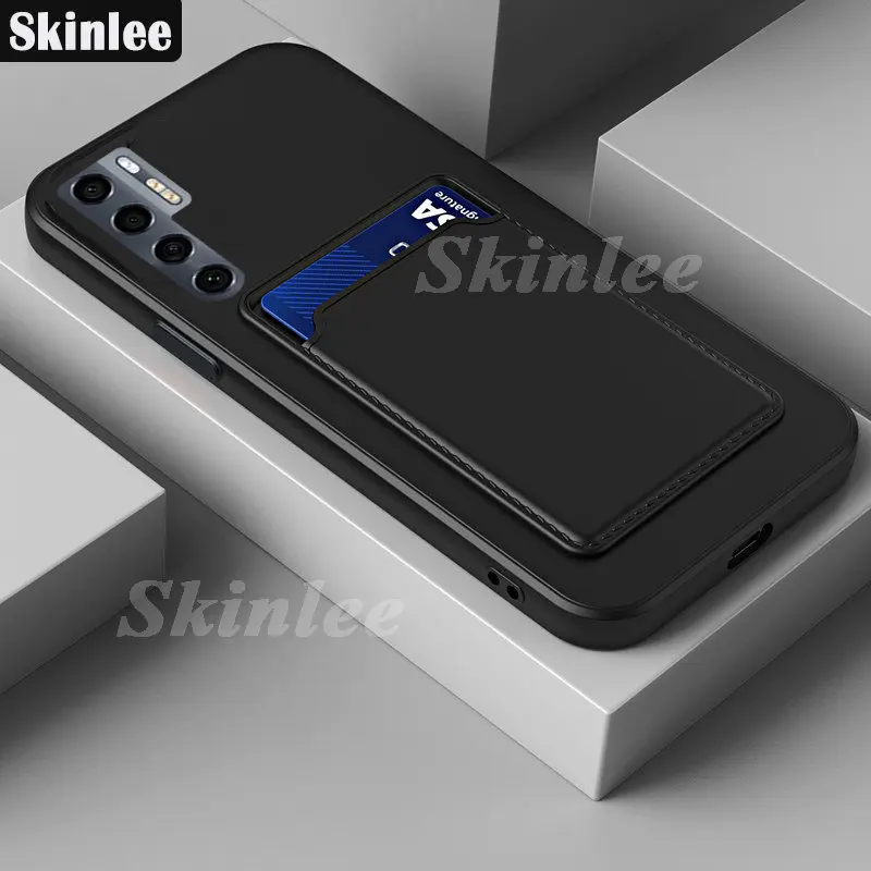 

Skinlee Wallet Phone Case For TCL 20 Pro 5G Liquid Silicone Protection Soft Back Card Funda For TCL 20R 20L 5G Case