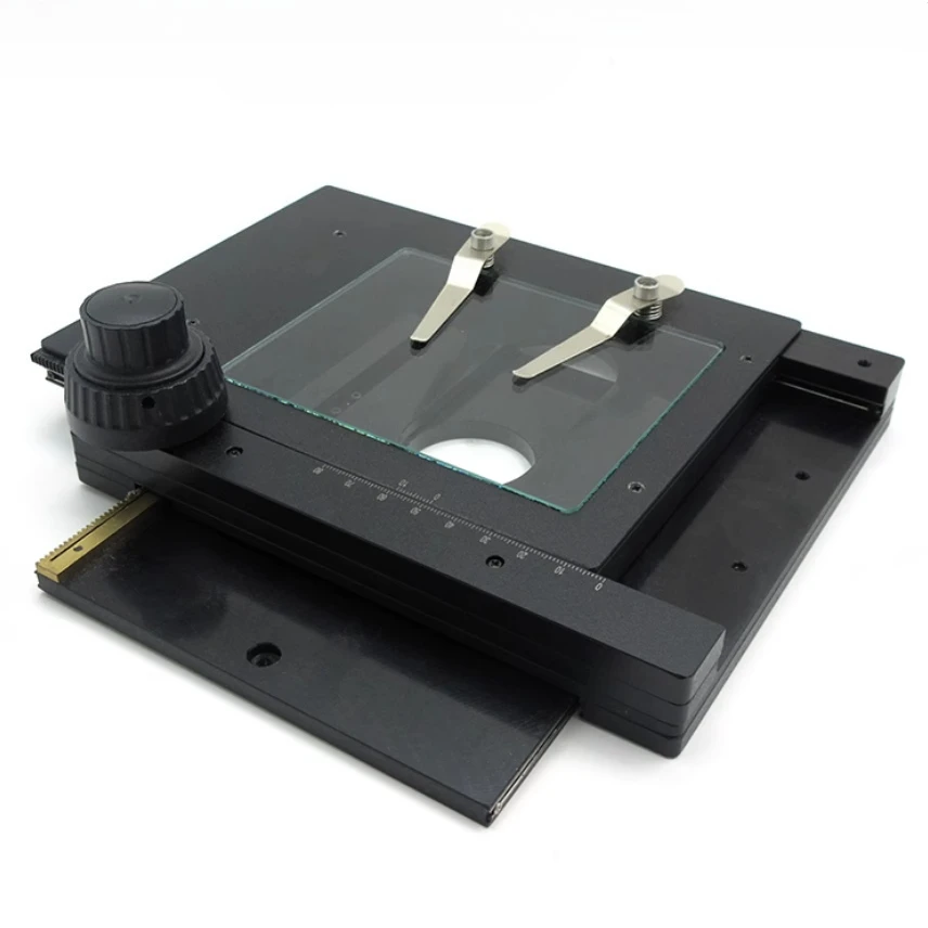 Microscope X-Y Mechanical Stage 360° Rotating Base Adjustable Platform with Fine Calibration Scale Precision Lab Equipment