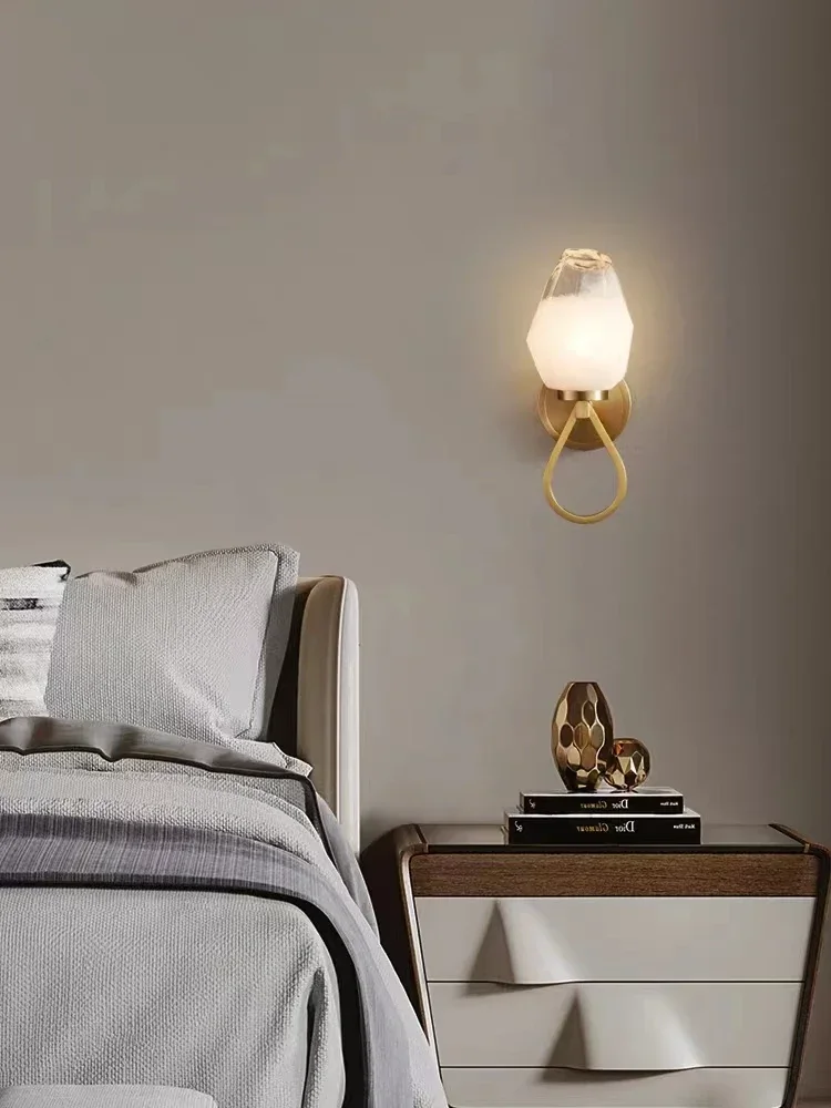 

Modern New Copper Wall Lights White Glass G9 Bulb For Bedroom Parlor Aisle Lamp Sconce 110-240V Drop Shipping