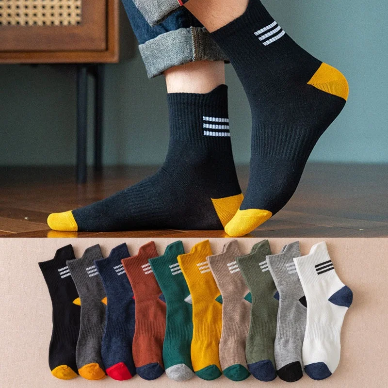 12 Pairs of Randomly Combined Men'S Long Socks, Fashionable Street Sports Socks, Men'S Summer, Autumn  Breathable Sports Socks,