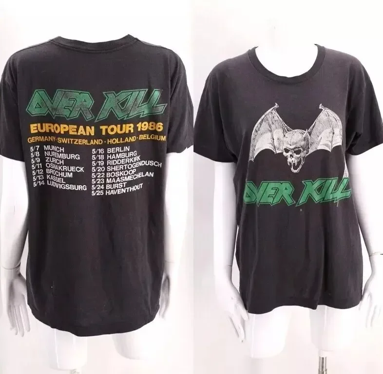 Vintage 1986 Overkill Logo 1986 European Tour REPRINT T-shirt, size S-5XL