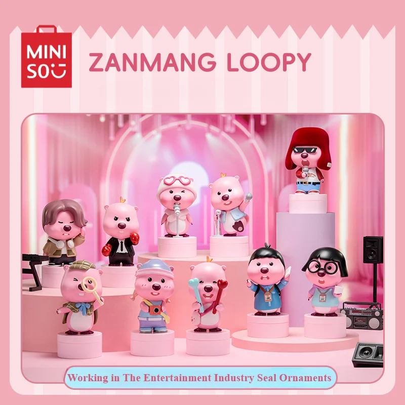 MINISO Zanmang Loopy Blind Box Working in The Entertainment Industry Seal Ornaments Cute Cartoon Children's Toys Birthday Gift