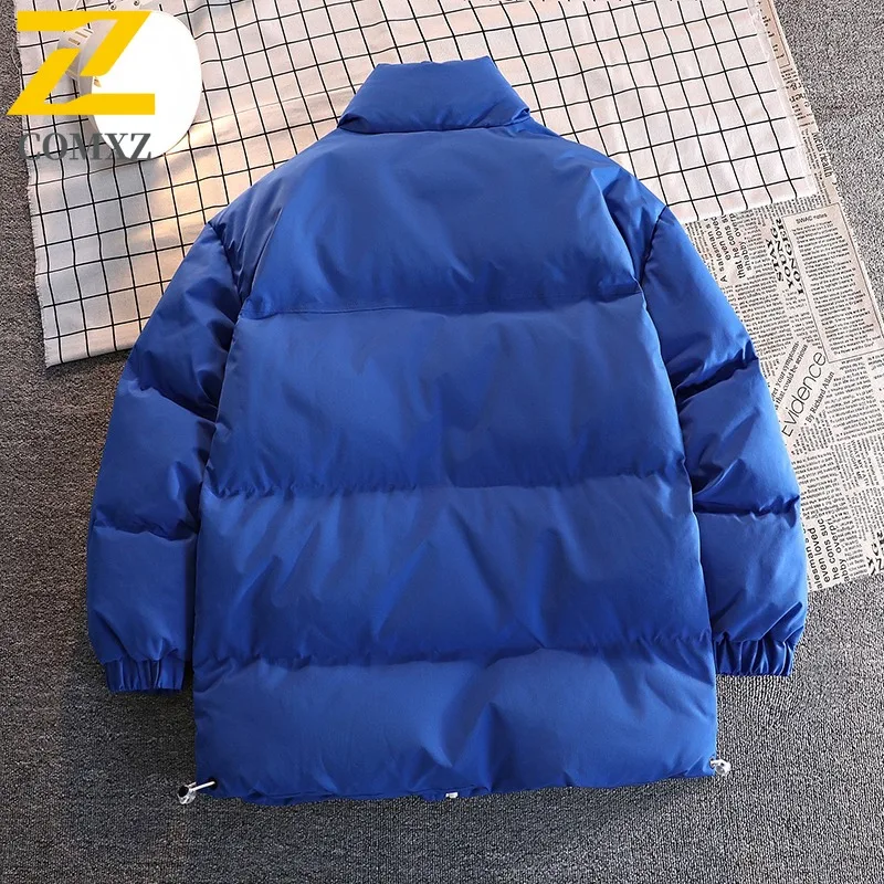 COMXZ Men Autumn Winter Ins Hong Kong Style Trendy Brand Cotton-Padded Down Jacket Loose Fit Plus Size Bread Stand Collar  Coat