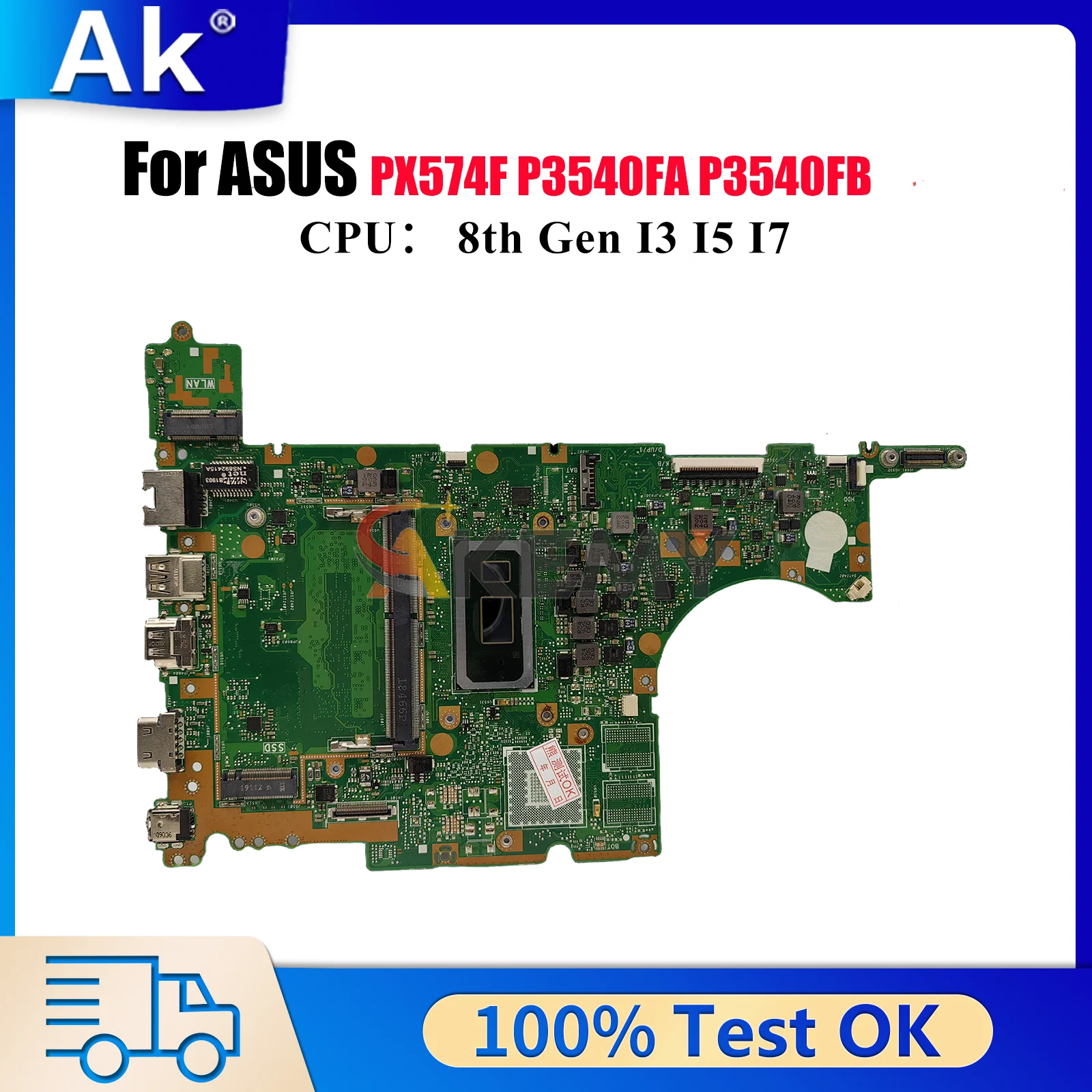 

P3540FA Материнская плата для ноутбука ASUS ProArt PX574F P3540F P3540FA P3540FB Материнская плата с процессором I3 I5 I7 100% тестирование OK stk