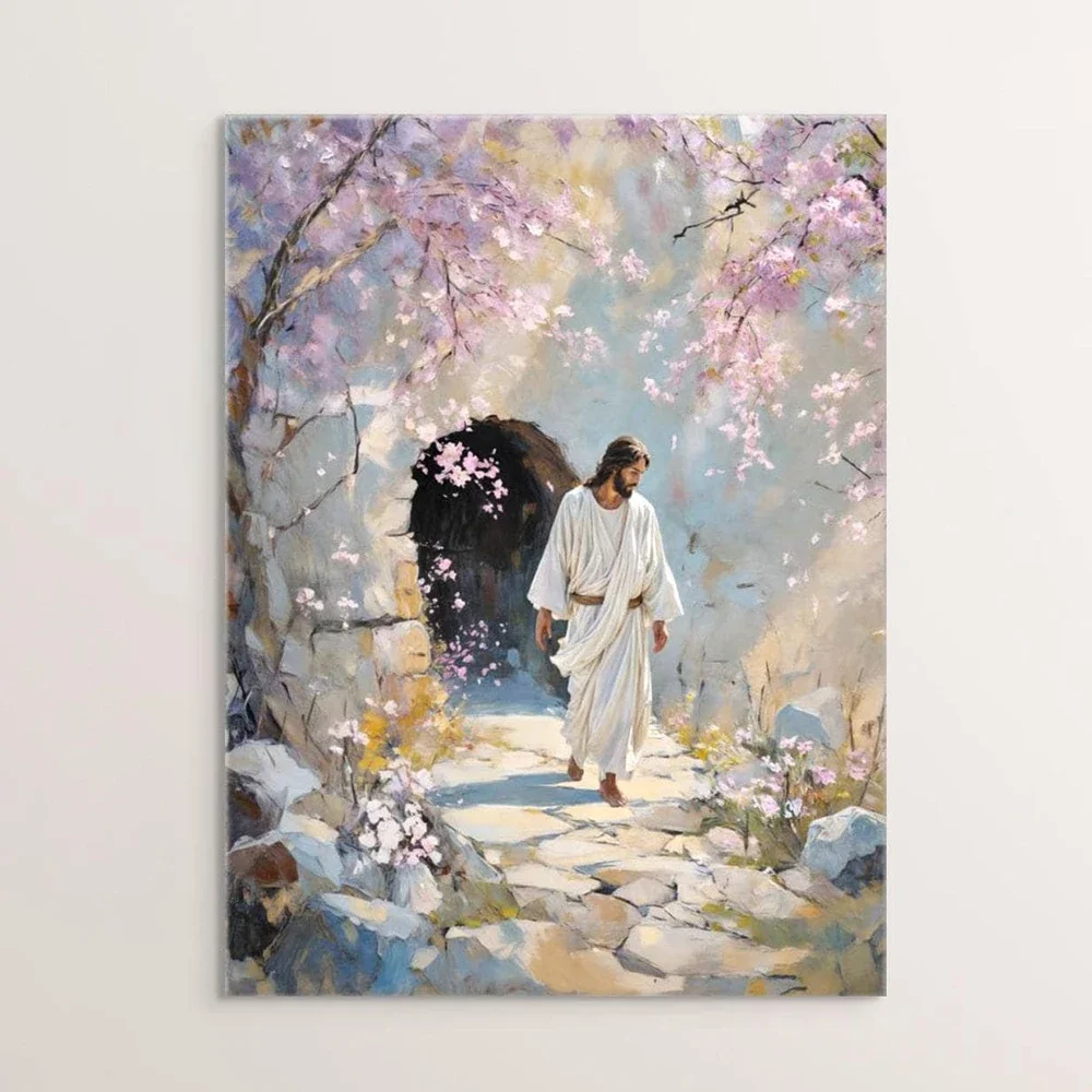 Affiche sur toile Jésus-Christ, portrait chrétien de Jésus, impression d'art mural, affiche « Je marcherai avec le Christ », verset biblique LDS, cadeau