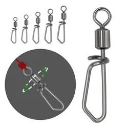 20pcs/lot New Stainless Steel T shape snap Swivels Snap Fishing Connector Rolling Swive Solid Rings
