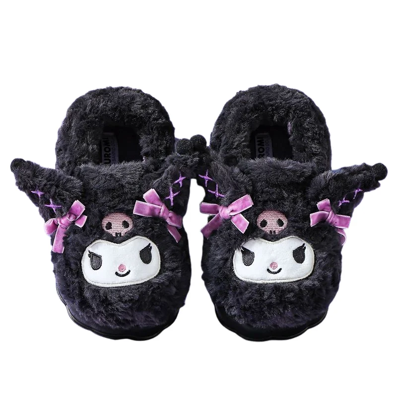 Sanrio Girl Slippers Winter Wear Outside New Cute Child Cotton Shoes Kuromi Kawaii Thicken Keep Warm Fashion Cartoon Home Shoes