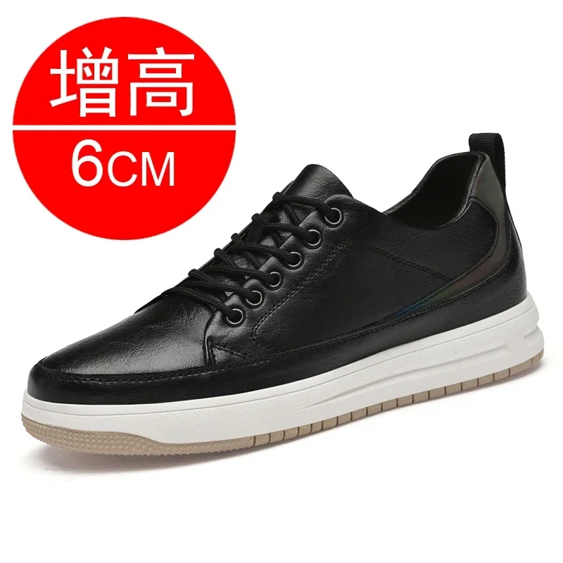 

New Men Sneakers Heightening Shoes for Men Insole 6cm 8cm Heels Casual Lift Height Shoes Genuine leather Elevator Shoes