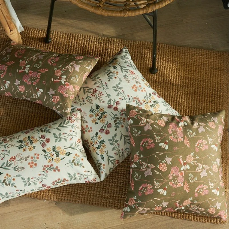 2-Pack Outdoor Garden Cushion Cover New Coated Waterproof Stain Resistant Pillow Case Geometric Floral Print Terrace Cushions